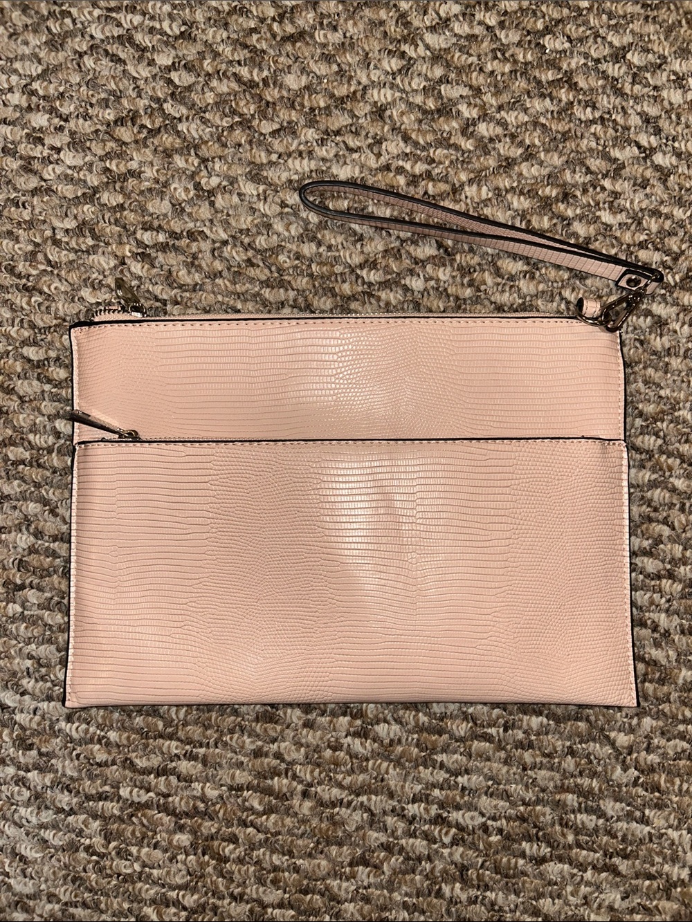 Blush Pink Wristlet Clutch - Sleek Textured Design